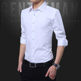 Shirt Men - Casual Social Formal shirt Men long Sleeve Shirt Business Slim Office Shirt male Cotton Mens Dress Shirts white 4XL 5XL