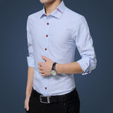 Shirt Men - Casual Social Formal shirt Men long Sleeve Shirt Business Slim Office Shirt male Cotton Mens Dress Shirts white 4XL 5XL