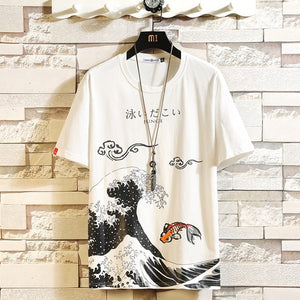 T-Shirt Men - Funny Anime Print Oversized Men T Shirt Hip-Hop Cotton T-shirt O-neck Summer Japanese Male Causal Tshirts 5XL Fashion Loose Tees