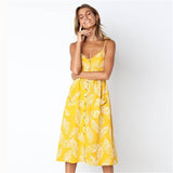Women Dresses - New Women Print Floral Stripe Long dress Sexy V-Neck Sleevele Button Beach Casual Boho Midi Dress Plus Size 3XL vestidos