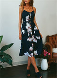 Women Dresses - New Women Print Floral Stripe Long dress Sexy V-Neck Sleevele Button Beach Casual Boho Midi Dress Plus Size 3XL vestidos
