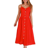 Women Dresses - New Women Print Floral Stripe Long dress Sexy V-Neck Sleevele Button Beach Casual Boho Midi Dress Plus Size 3XL vestidos