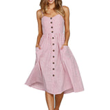 Women Dresses - New Women Print Floral Stripe Long dress Sexy V-Neck Sleevele Button Beach Casual Boho Midi Dress Plus Size 3XL vestidos