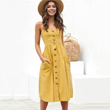 Women Dresses - New Women Print Floral Stripe Long dress Sexy V-Neck Sleevele Button Beach Casual Boho Midi Dress Plus Size 3XL vestidos