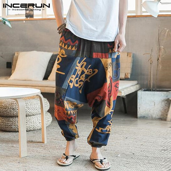 Pants Men - Baggy Cotton Linen Harem Pants Men Hip-hop Women Plus Size Wide Leg Trousers Casual Vintage Long Pants Pantalones Hombre 2020