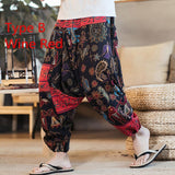 Pants Men - Baggy Cotton Linen Harem Pants Men Hip-hop Women Plus Size Wide Leg Trousers Casual Vintage Long Pants Pantalones Hombre 2020