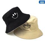 SMILE Bucket Hat Double Sided Bucket Hat Smiling face Unisex Fashion Bob Cap Hip Hop Gorro Men Summer Cap