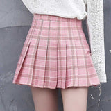 Women Skirt - XS-3XL 2020 Women Fashion Summer high waist pleated skirt Wind Cosplay plaid skirt kawaii Female Skirts
