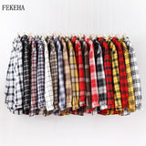 Women Shirt - 2020 Fashion Women Plaid Shirt Chic Checked Blouse Long Sleeve Female Casual Print Shirts Loose Cotton Tops Blouses