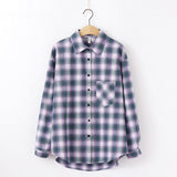 Women Shirt - 2020 Fashion Women Plaid Shirt Chic Checked Blouse Long Sleeve Female Casual Print Shirts Loose Cotton Tops Blouses