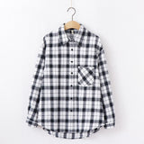 Women Shirt - 2020 Fashion Women Plaid Shirt Chic Checked Blouse Long Sleeve Female Casual Print Shirts Loose Cotton Tops Blouses