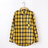 Women Shirt - 2020 Fashion Women Plaid Shirt Chic Checked Blouse Long Sleeve Female Casual Print Shirts Loose Cotton Tops Blouses
