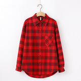 Women Shirt - 2020 Fashion Women Plaid Shirt Chic Checked Blouse Long Sleeve Female Casual Print Shirts Loose Cotton Tops Blouses