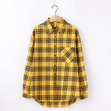 Women Shirt - 2020 Fashion Women Plaid Shirt Chic Checked Blouse Long Sleeve Female Casual Print Shirts Loose Cotton Tops Blouses