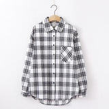 Women Shirt - 2020 Fashion Women Plaid Shirt Chic Checked Blouse Long Sleeve Female Casual Print Shirts Loose Cotton Tops Blouses