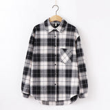Women Shirt - 2020 Fashion Women Plaid Shirt Chic Checked Blouse Long Sleeve Female Casual Print Shirts Loose Cotton Tops Blouses