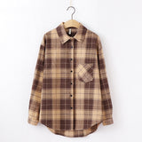Women Shirt - 2020 Fashion Women Plaid Shirt Chic Checked Blouse Long Sleeve Female Casual Print Shirts Loose Cotton Tops Blouses