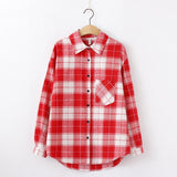 Women Shirt - 2020 Fashion Women Plaid Shirt Chic Checked Blouse Long Sleeve Female Casual Print Shirts Loose Cotton Tops Blouses