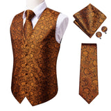 Suit Men - Hi-Tie Navy Paisley 100% Silk Dress Vest Set For Men Dark Blue Jacquard Men's Suit Vest Male Waistcoat For Wedding Formal Jacket