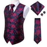 Suit Men - Hi-Tie Navy Paisley 100% Silk Dress Vest Set For Men Dark Blue Jacquard Men's Suit Vest Male Waistcoat For Wedding Formal Jacket