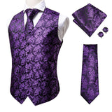 Suit Men - Hi-Tie Navy Paisley 100% Silk Dress Vest Set For Men Dark Blue Jacquard Men's Suit Vest Male Waistcoat For Wedding Formal Jacket