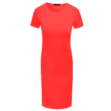 Women Dresses - Vestido Summer Short Or Long Sleeve Slim Body con Dress Tunic Round Neck Casual Pencil Dresses