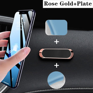 Holders - Magnetic Car Phone Holder Dashboard Mini Strip Shape Stand For iPhone Samsung Xiaomi Metal Magnet GPS Car Mount for Wall