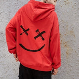 Sweatshirts Men - Hoodies Sweatshirts Happy Smiling Face Print Headwear Hoodie Women Patchwork Hoodies Hip Hop Streetwear Hooded Pullover