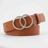Belt - Double Ring Women Belt Fashion Waist Belt PU Leather Metal Buckle Heart Pin Belts For Ladies Leisure Dress Jeans Wild Waistband