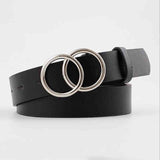 Belt - Double Ring Women Belt Fashion Waist Belt PU Leather Metal Buckle Heart Pin Belts For Ladies Leisure Dress Jeans Wild Waistband