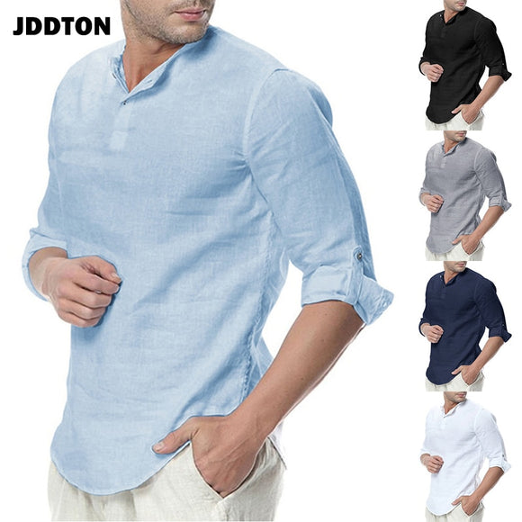 Shirt Men - New Men's Long Sleeve Shirts Cotton Linen Casual Breathable Comfortable Shirt Fashion Style Solid Male Loose Shirts JE065