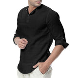 Shirt Men - New Men's Long Sleeve Shirts Cotton Linen Casual Breathable Comfortable Shirt Fashion Style Solid Male Loose Shirts JE065