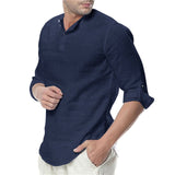 Shirt Men - New Men's Long Sleeve Shirts Cotton Linen Casual Breathable Comfortable Shirt Fashion Style Solid Male Loose Shirts JE065