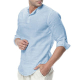 Shirt Men - New Men's Long Sleeve Shirts Cotton Linen Casual Breathable Comfortable Shirt Fashion Style Solid Male Loose Shirts JE065