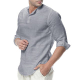 Shirt Men - New Men's Long Sleeve Shirts Cotton Linen Casual Breathable Comfortable Shirt Fashion Style Solid Male Loose Shirts JE065