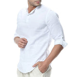 Shirt Men - New Men's Long Sleeve Shirts Cotton Linen Casual Breathable Comfortable Shirt Fashion Style Solid Male Loose Shirts JE065