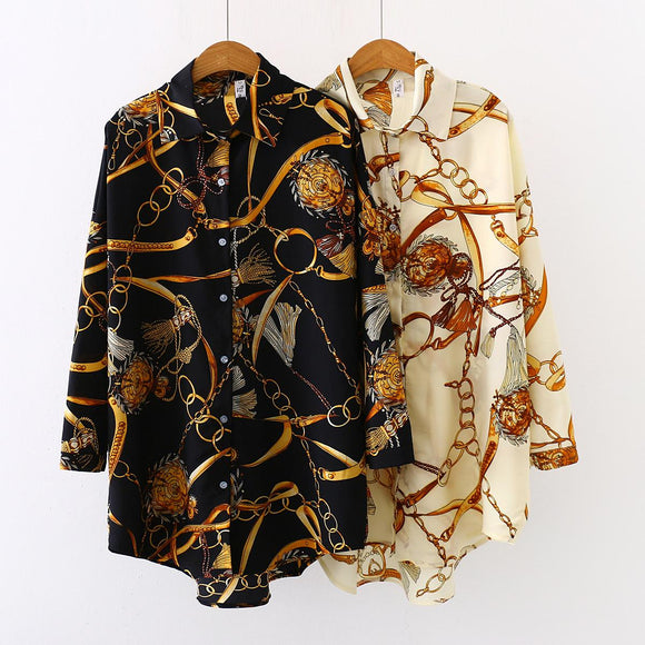 Women Shirt - Plus size Fashion casual over sized Women Blouses 2020 Spring chiffon Blouse three quarter sleeve Loose Tops Shirts Blouses