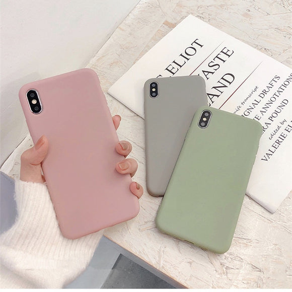 Back Cover - Cute Matte Solid Candy Phone Case for Iphone 11 Case 11 Pro Max Xs Max Xr Simple Silicone Case for Iphone 7 6s 8 Plus Soft Cover
