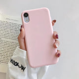 Back Cover - Cute Matte Solid Candy Phone Case for Iphone 11 Case 11 Pro Max Xs Max Xr Simple Silicone Case for Iphone 7 6s 8 Plus Soft Cover