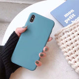 Back Cover - Cute Matte Solid Candy Phone Case for Iphone 11 Case 11 Pro Max Xs Max Xr Simple Silicone Case for Iphone 7 6s 8 Plus Soft Cover