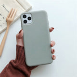 Back Cover - Cute Matte Solid Candy Phone Case for Iphone 11 Case 11 Pro Max Xs Max Xr Simple Silicone Case for Iphone 7 6s 8 Plus Soft Cover