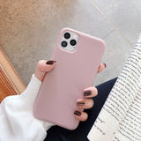 Back Cover - Cute Matte Solid Candy Phone Case for Iphone 11 Case 11 Pro Max Xs Max Xr Simple Silicone Case for Iphone 7 6s 8 Plus Soft Cover