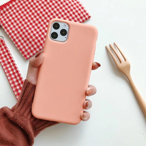 Back Cover - Cute Matte Solid Candy Phone Case for Iphone 11 Case 11 Pro Max Xs Max Xr Simple Silicone Case for Iphone 7 6s 8 Plus Soft Cover